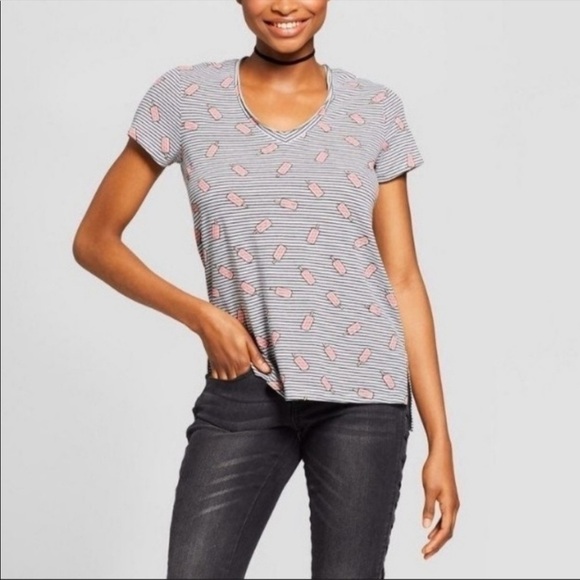 GRAYSON THREADS T Shirt Top Popsicles Stripe Hi Lo Hem Short Sleeves Size XL - Picture 2 of 10